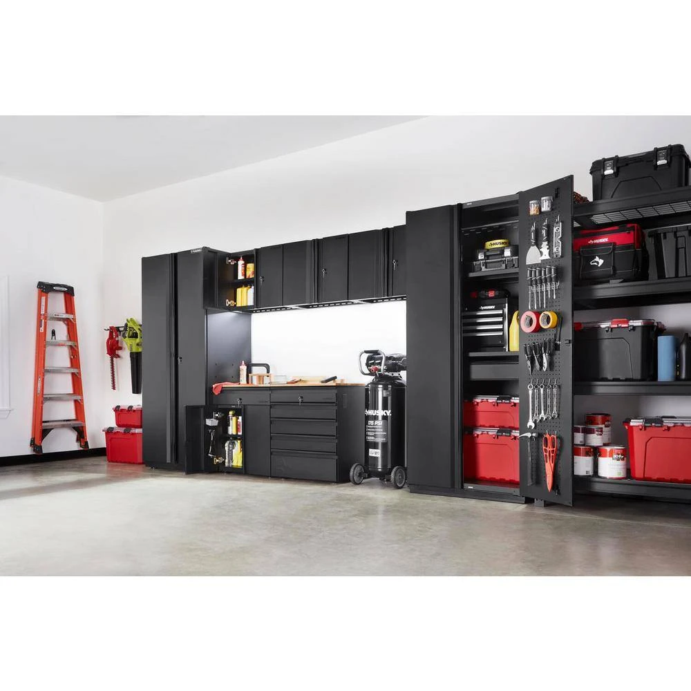 Husky 7-Piece Heavy Duty Welded Steel Garage Storage System In Black (156 In. W X 81 In. H X 24 In. D) 3 Husky 7-Piece Heavy Duty Welded Steel Garage Storage System In Black (156 In. W X 81 In. H X 24 In. D) - Image 3