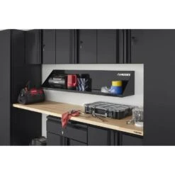 Husky Steel Garage Wall Shelf In Black (48 In. W X 9 In. H X 9 In. D) -Husky Shop black husky garage wall shelving g4800as us 31 1000
