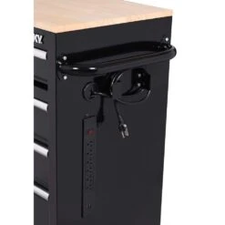 Husky 42 In. W X 18 In. D 8-Drawer Black Mobile Workbench Cabinet With Solid Wood Top -Husky Shop black husky mobile workbenches h42mwc8blk 4f 1000