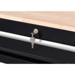 Husky 42 In. W X 18 In. D 8-Drawer Black Mobile Workbench Cabinet With Solid Wood Top -Husky Shop black husky mobile workbenches h42mwc8blk fa 1000