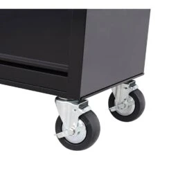 Husky 42 In. W X 18.1 In. D 8-Drawer Black Mobile Workbench Cabinet With Solid Wood Top -Husky Shop black husky mobile workbenches h42mwc8blktl c3 1000