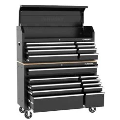 Husky Modular Tool Storage 52 In. W Standard Duty Black Mobile Workbench Cabinet With 8-Drawer Top Tool Chest -Husky Shop black husky mobile workbenches h52modsuite1 c3 1000