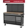 Husky Modular Tool Storage 52 In. W Standard Duty Black Mobile Workbench Cabinet With Pegboard -Husky Shop black husky mobile workbenches h52modsuite2 64 1000