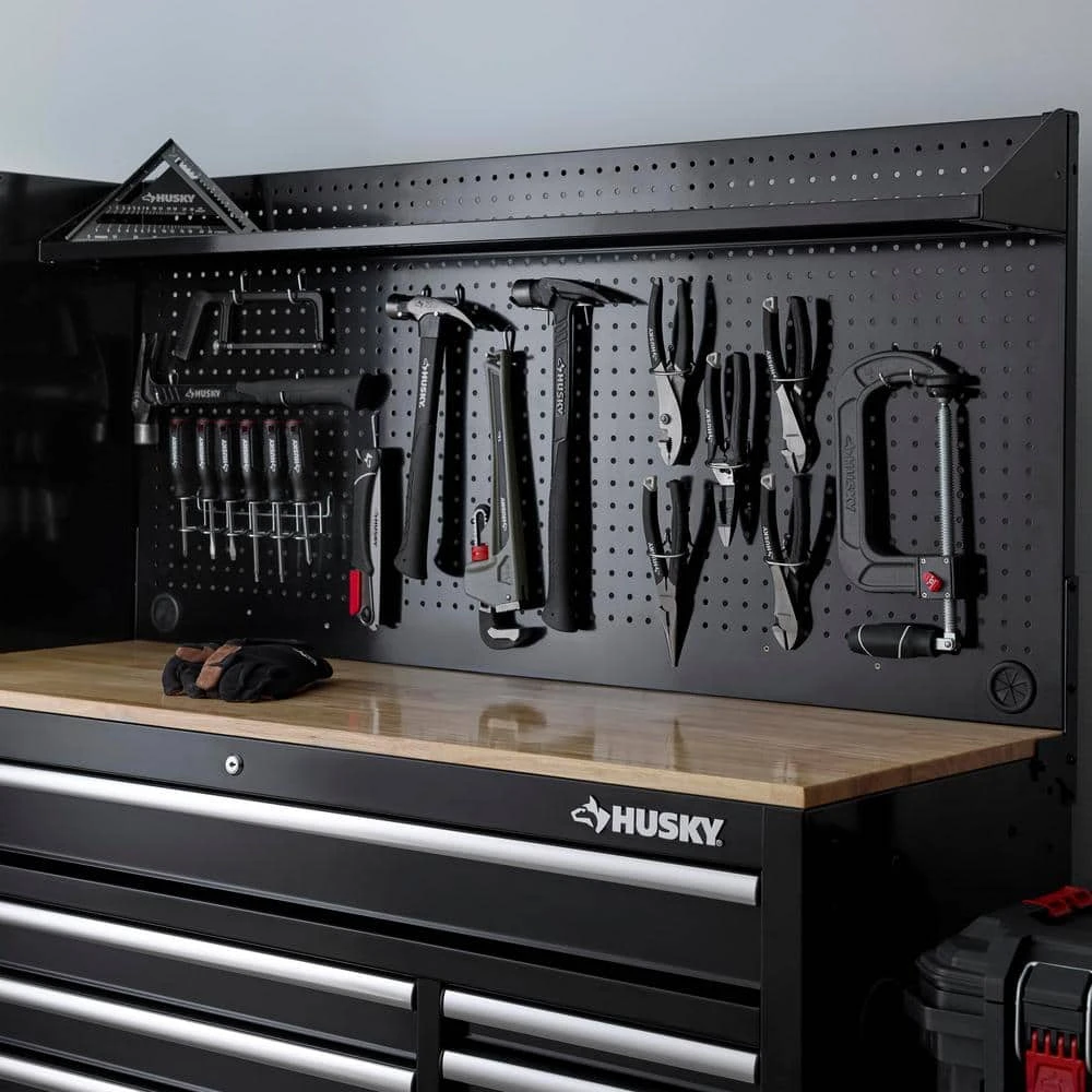 Husky Modular Tool Storage 52 In. W Standard Duty Black Mobile Workbench Cabinet With Pegboard 4 Husky Modular Tool Storage 52 In. W Standard Duty Black Mobile Workbench Cabinet With Pegboard - Image 4