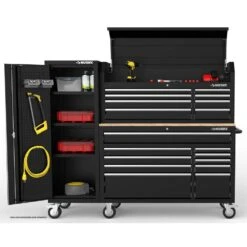 Husky Modular Tool Storage 72 In. W Standard Duty Black Mobile Workbench With 8-Drawer Top Tool Chest And 20 In. Side Locker 27 Husky Modular Tool Storage 72 In. W Standard Duty Black Mobile Workbench With 8-Drawer Top Tool Chest And 20 In. Side Locker -Husky Shop black husky mobile workbenches h52modsuite3 31 1000