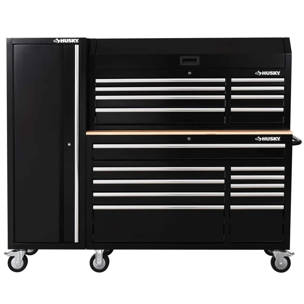 Husky Modular Tool Storage 72 In. W Standard Duty Black Mobile Workbench With 8-Drawer Top Tool Chest And 20 In. Side Locker 3 Husky Modular Tool Storage 72 In. W Standard Duty Black Mobile Workbench With 8-Drawer Top Tool Chest And 20 In. Side Locker - Image 3