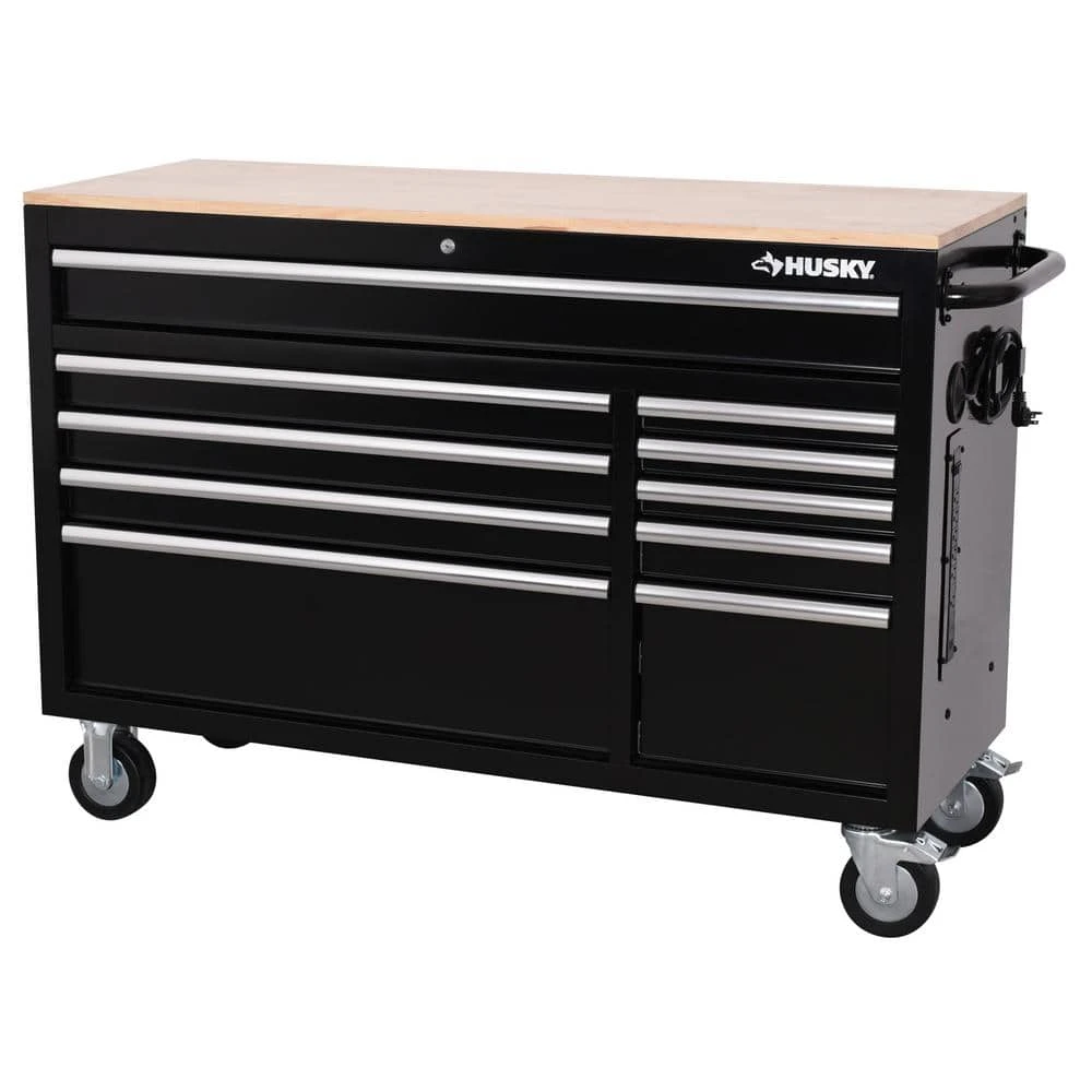 Husky Modular Tool Storage 72 In. W Standard Duty Black Mobile Workbench With 8-Drawer Top Tool Chest And 20 In. Side Locker 10 Husky Modular Tool Storage 72 In. W Standard Duty Black Mobile Workbench With 8-Drawer Top Tool Chest And 20 In. Side Locker - Image 10
