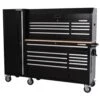 Husky Modular Tool Storage 72 In. W Standard Duty Black Mobile Workbench With 8-Drawer Top Tool Chest And 20 In. Side Locker -Husky Shop black husky mobile workbenches h52modsuite3 64 1000