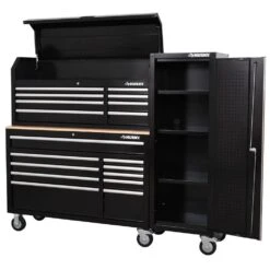 Husky Modular Tool Storage 72 In. W Standard Duty Black Mobile Workbench With 8-Drawer Top Tool Chest And 20 In. Side Locker 20 Husky Modular Tool Storage 72 In. W Standard Duty Black Mobile Workbench With 8-Drawer Top Tool Chest And 20 In. Side Locker -Husky Shop black husky mobile workbenches h52modsuite3 77 1000