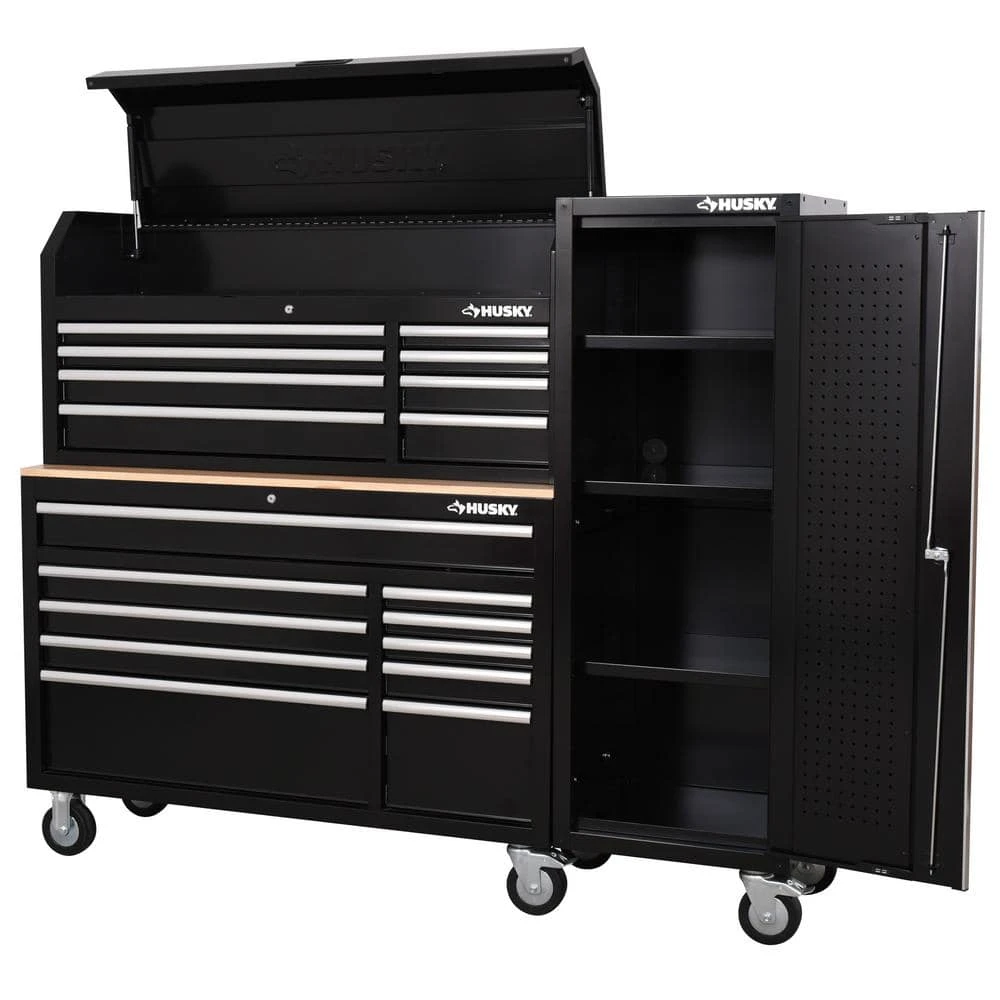 Husky Modular Tool Storage 72 In. W Standard Duty Black Mobile Workbench With 8-Drawer Top Tool Chest And 20 In. Side Locker 7 Husky Modular Tool Storage 72 In. W Standard Duty Black Mobile Workbench With 8-Drawer Top Tool Chest And 20 In. Side Locker - Image 7