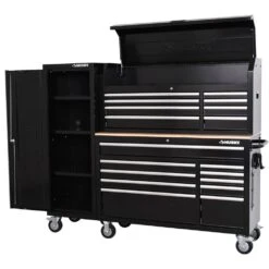 Husky Modular Tool Storage 72 In. W Standard Duty Black Mobile Workbench With 8-Drawer Top Tool Chest And 20 In. Side Locker 17 Husky Modular Tool Storage 72 In. W Standard Duty Black Mobile Workbench With 8-Drawer Top Tool Chest And 20 In. Side Locker -Husky Shop black husky mobile workbenches h52modsuite3 a0 1000