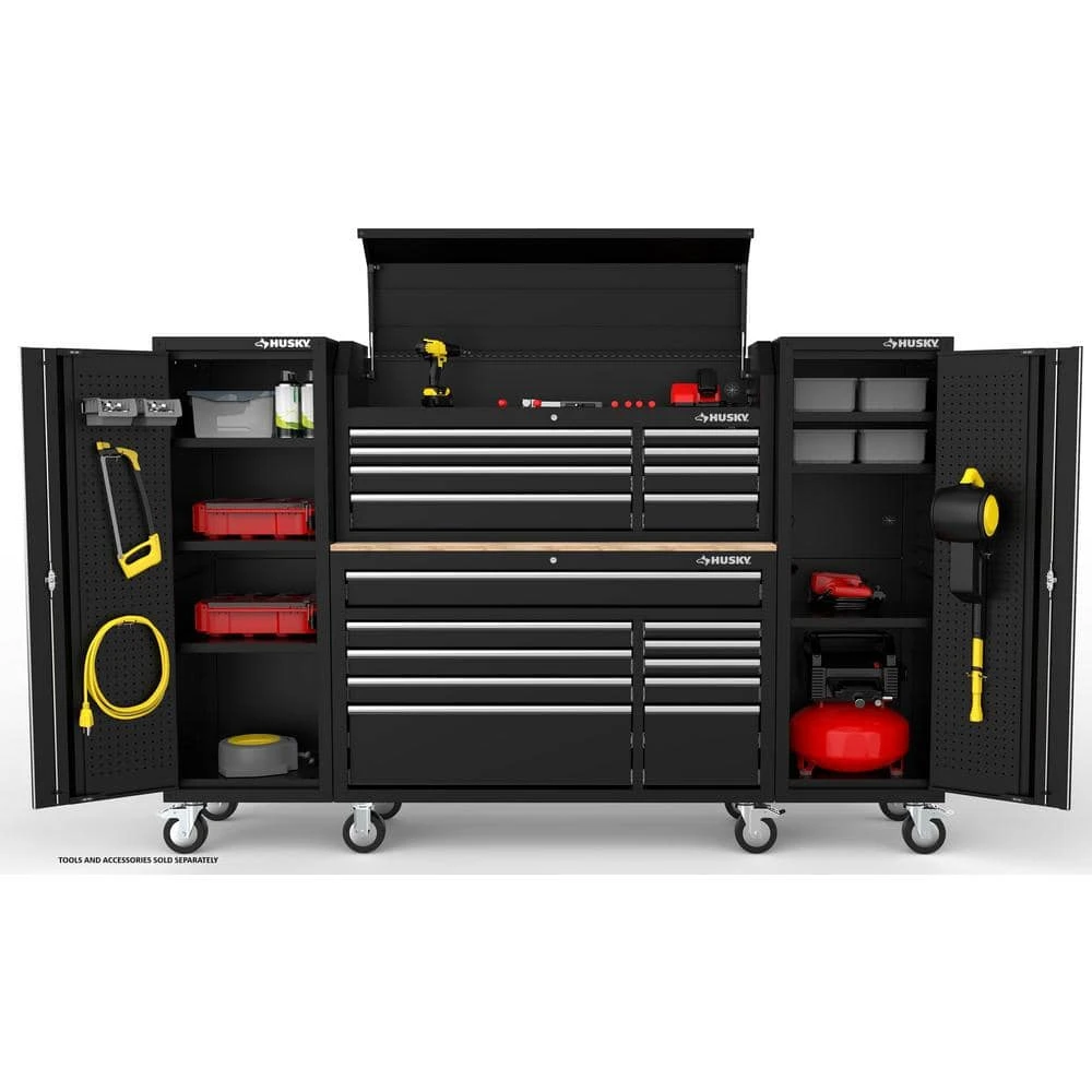 Husky Modular Tool Storage 92 In. W Standard Duty Black Mobile Workbench With 52 In. Top Tool Chest And (2) 20 In Side Lockers 14 Husky Modular Tool Storage 92 In. W Standard Duty Black Mobile Workbench With 52 In. Top Tool Chest And (2) 20 In Side Lockers - Image 14