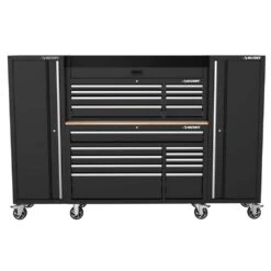 Husky Modular Tool Storage 92 In. W Standard Duty Black Mobile Workbench With 52 In. Top Tool Chest And (2) 20 In Side Lockers 16 Husky Modular Tool Storage 92 In. W Standard Duty Black Mobile Workbench With 52 In. Top Tool Chest And (2) 20 In Side Lockers -Husky Shop black husky mobile workbenches h52modsuite4 40 1000