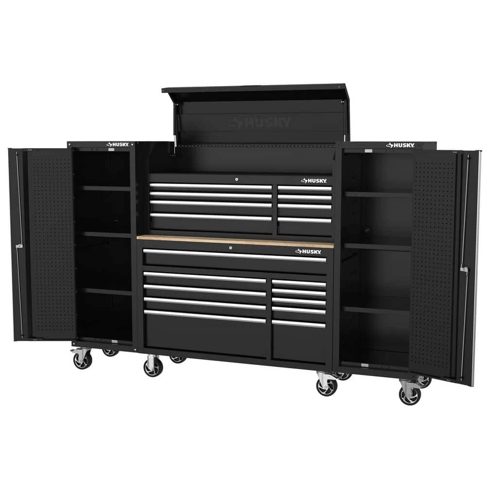 Husky Modular Tool Storage 92 In. W Standard Duty Black Mobile Workbench With 52 In. Top Tool Chest And (2) 20 In Side Lockers 7 Husky Modular Tool Storage 92 In. W Standard Duty Black Mobile Workbench With 52 In. Top Tool Chest And (2) 20 In Side Lockers - Image 7