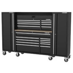 Husky Modular Tool Storage 92 In. W Standard Duty Black Mobile Workbench With 52 In. Top Tool Chest And (2) 20 In Side Lockers 17 Husky Modular Tool Storage 92 In. W Standard Duty Black Mobile Workbench With 52 In. Top Tool Chest And (2) 20 In Side Lockers -Husky Shop black husky mobile workbenches h52modsuite4 a0 1000