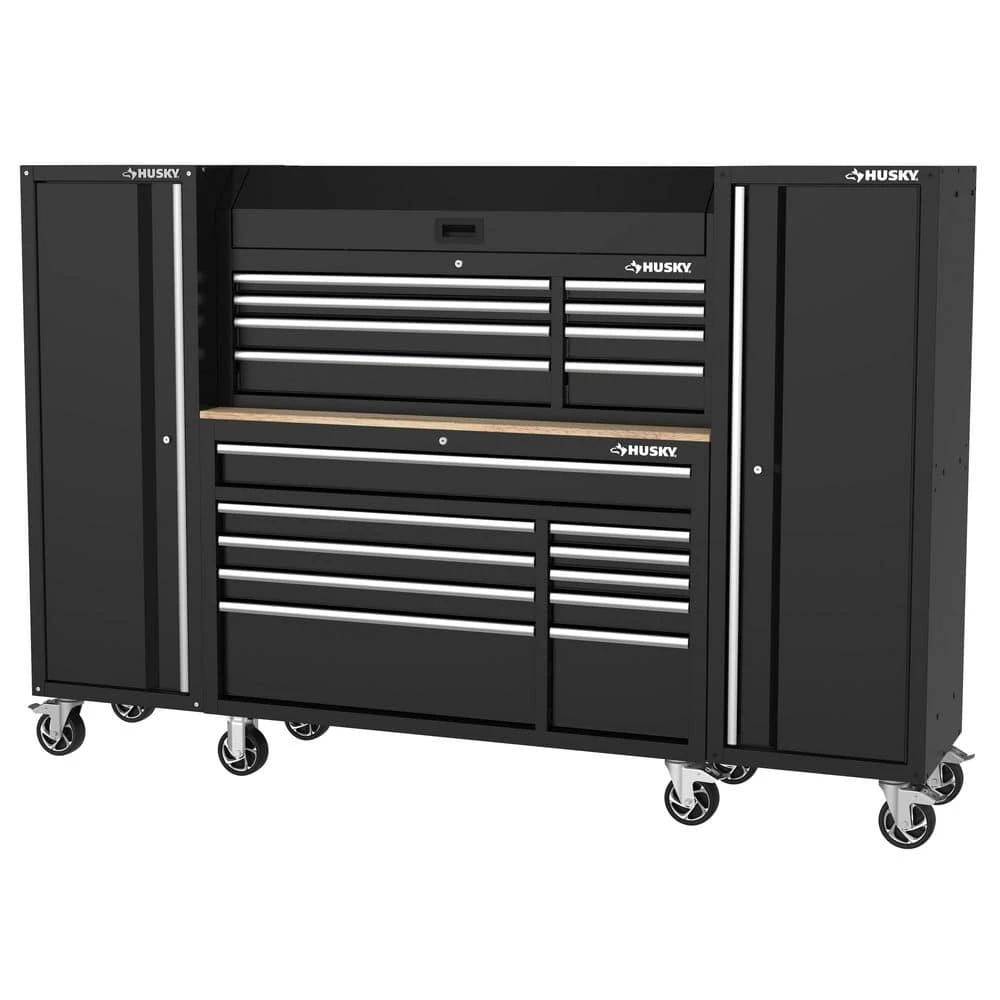 Husky Modular Tool Storage 92 In. W Standard Duty Black Mobile Workbench With 52 In. Top Tool Chest And (2) 20 In Side Lockers 4 Husky Modular Tool Storage 92 In. W Standard Duty Black Mobile Workbench With 52 In. Top Tool Chest And (2) 20 In Side Lockers - Image 4