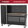 Husky Modular Tool Storage 72 In. W Standard Duty Black Mobile Workbench Cabinet With Pegboard And 20 In. Side Locker -Husky Shop black husky mobile workbenches h52modsuite5 64 1000