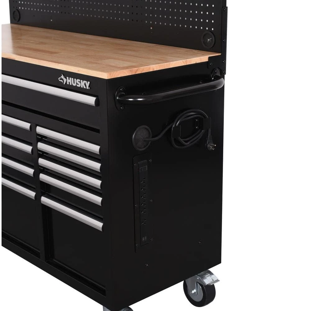 Husky Modular Tool Storage 92 In. W Standard Duty Black Mobile Workbench Cabinet With Pegboard And (2) 20 In. Side Lockers 11 Husky Modular Tool Storage 92 In. W Standard Duty Black Mobile Workbench Cabinet With Pegboard And (2) 20 In. Side Lockers - Image 11