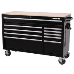Husky Modular Tool Storage 72 In. W Standard Duty Black Mobile Workbench Cabinet With 20 In. Side Locker -Husky Shop black husky mobile workbenches h52modsuite7 1f 1000