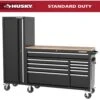 Husky Modular Tool Storage 72 In. W Standard Duty Black Mobile Workbench Cabinet With 20 In. Side Locker -Husky Shop black husky mobile workbenches h52modsuite7 64 1000