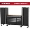 Husky Modular Tool Storage 92 In. W Standard Duty Black Mobile Workbench Cabinet With (2) 20 In. Side Lockers -Husky Shop black husky mobile workbenches h52modsuite8 64 1000