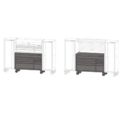 Husky Modular Tool Storage 52 In. W X 20 In. D Standard Duty Black Mobile Workbench Cabinet -Husky Shop black husky mobile workbenches h52mwc10mod 31 1000