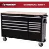 Husky Modular Tool Storage 52 In. W X 20 In. D Standard Duty Black Mobile Workbench Cabinet -Husky Shop black husky mobile workbenches h52mwc10mod 64 1000