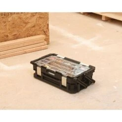 Husky Connect Stackable Portable Cantilever 22 Removable Compartment Small Tool And Parts Organizer With Steel Handle -Husky Shop black husky modular tool storage systems 230379 40 1000