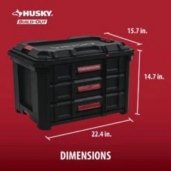 Husky Build-Out 22 In. 3-Drawer Tool Box -Husky Shop black husky modular tool storage systems hky22856 4f 1000
