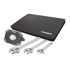 Husky Adjustable Wrench Set (3-Piece) 1000 Lumen LED Utility Light And Kneeling Pad