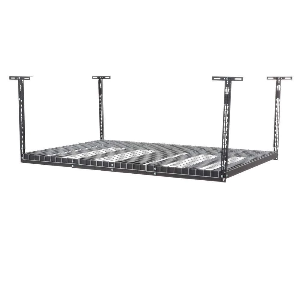 Husky 97.5 In. W X 43.75 In. H X 32 In. D Adjustable Height Metal Heavy-Duty Overhead Garage Storage Rack In Black 2 Husky 97.5 In. W X 43.75 In. H X 32 In. D Adjustable Height Metal Heavy-Duty Overhead Garage Storage Rack In Black - Image 2