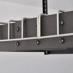 Husky 97.5 In. W X 43.75 In. H X 48 In. D Adjustable Height Metal Heavy-Duty Overhead Garage Storage Rack In Black -Husky Shop black husky overhead garage storage acr4896b 1f 1000