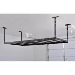 Husky 97.5 In. W X 43.75 In. H X 48 In. D Adjustable Height Metal Heavy-Duty Overhead Garage Storage Rack In Black -Husky Shop black husky overhead garage storage acr4896b 40 1000