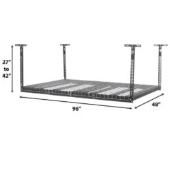 Husky 97.5 In. W X 43.75 In. H X 48 In. D Adjustable Height Metal Heavy-Duty Overhead Garage Storage Rack In Black -Husky Shop black husky overhead garage storage acr4896b 76 1000
