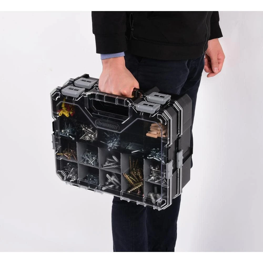 Husky 36-Compartment Hand Tool Box Interlocking Small Parts Organizer In Black (2-Pack) 3 Husky 36-Compartment Hand Tool Box Interlocking Small Parts Organizer In Black (2-Pack) - Image 3