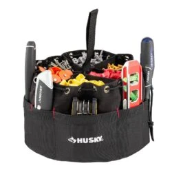 Husky 10 In. 19-Compartment Heavy-Duty Canvas Small Parts Organizer Bucket Storage Tool Pouch In Black -Husky Shop black husky tool bags hd00123 40 1000