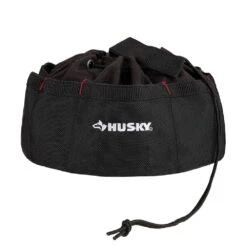 Husky 10 In. 19-Compartment Heavy-Duty Canvas Small Parts Organizer Bucket Storage Tool Pouch In Black -Husky Shop black husky tool bags hd00123 4f 1000
