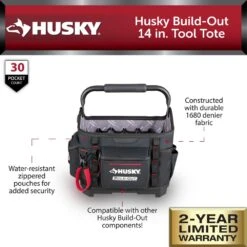 Husky Build-Out 14 In. Tool Tote 15 Husky Build-Out 14 In. Tool Tote -Husky Shop black husky tool bags hd72014 th e1 1000