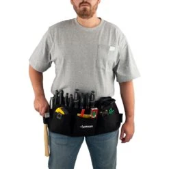 Husky 24 In. 13-Pocket Black Canvas Tool Work Apron -Husky Shop black husky tool belts hd00121 th 31 1000