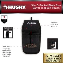 Husky 5 In. 5-Pocket Black Four Barrel Tool Belt Pouch -Husky Shop black husky tool belts hd00131 th e1 1000