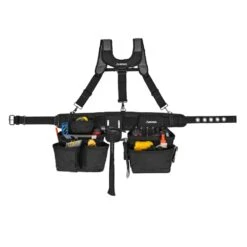 Husky 16-Pocket Black Carpenter's Tool Belt With Suspenders -Husky Shop black husky tool belts hd00144 c3 1000