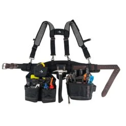 Husky Framers 2-Bag Work Tool Belt With Suspenders -Husky Shop black husky tool belts hd00173 40 1000