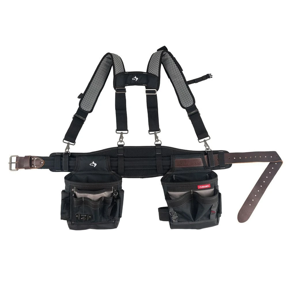 Husky Electricians 2-Bag Work Tool Belt With Suspenders 1 Husky Electricians 2-Bag Work Tool Belt With Suspenders