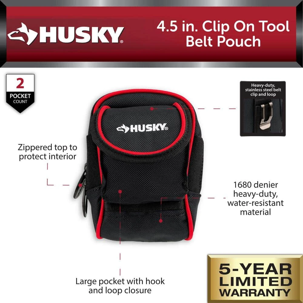 Husky 4.5 In. Clip On Tool Belt Pouch 2 Husky 4.5 In. Clip On Tool Belt Pouch - Image 2