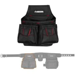 Husky 2-Bag 10-Pocket Contractor's Work Tool Belt Tool Storage In Black -Husky Shop black husky tool belts hd858759 th 4f 1000