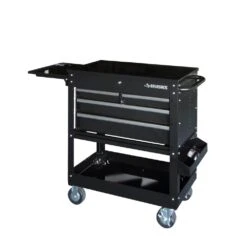 Husky Tool Storage 33 In. W Mechanics Cart With Extended Side Table And Bottle Tray -Husky Shop black husky tool carts xhouc3304b11 1f 1000