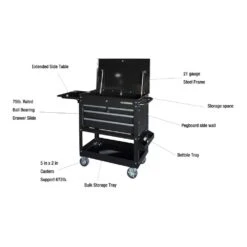 Husky Tool Storage 33 In. W Mechanics Cart With Extended Side Table And Bottle Tray -Husky Shop black husky tool carts xhouc3304b11 40 1000