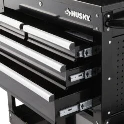 Husky Tool Storage 33 In. W Mechanics Cart With Extended Side Table And Bottle Tray -Husky Shop black husky tool carts xhouc3304b11 4f 1000