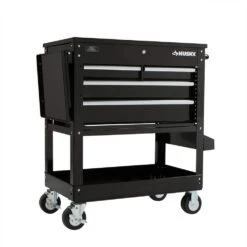 Husky Tool Storage 33 In. W Mechanics Cart With Extended Side Table And Bottle Tray -Husky Shop black husky tool carts xhouc3304b11 66 1000