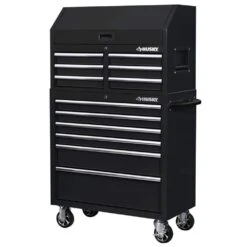 Husky 36 In. W X 18 In. D 12-Drawer Black Rolling Tool Chest Combo